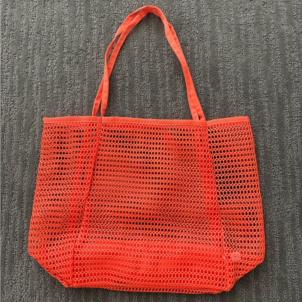 ULTA Bright Orange Mesh Beach Tote Bag | Large Summer Pool Grocery Bag